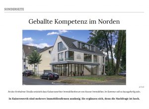 Zeitungsartikel Immobilienmakler Düsseldorf, beste Makler im Düsseldorfer Norden, Rheinische Post Immobilien